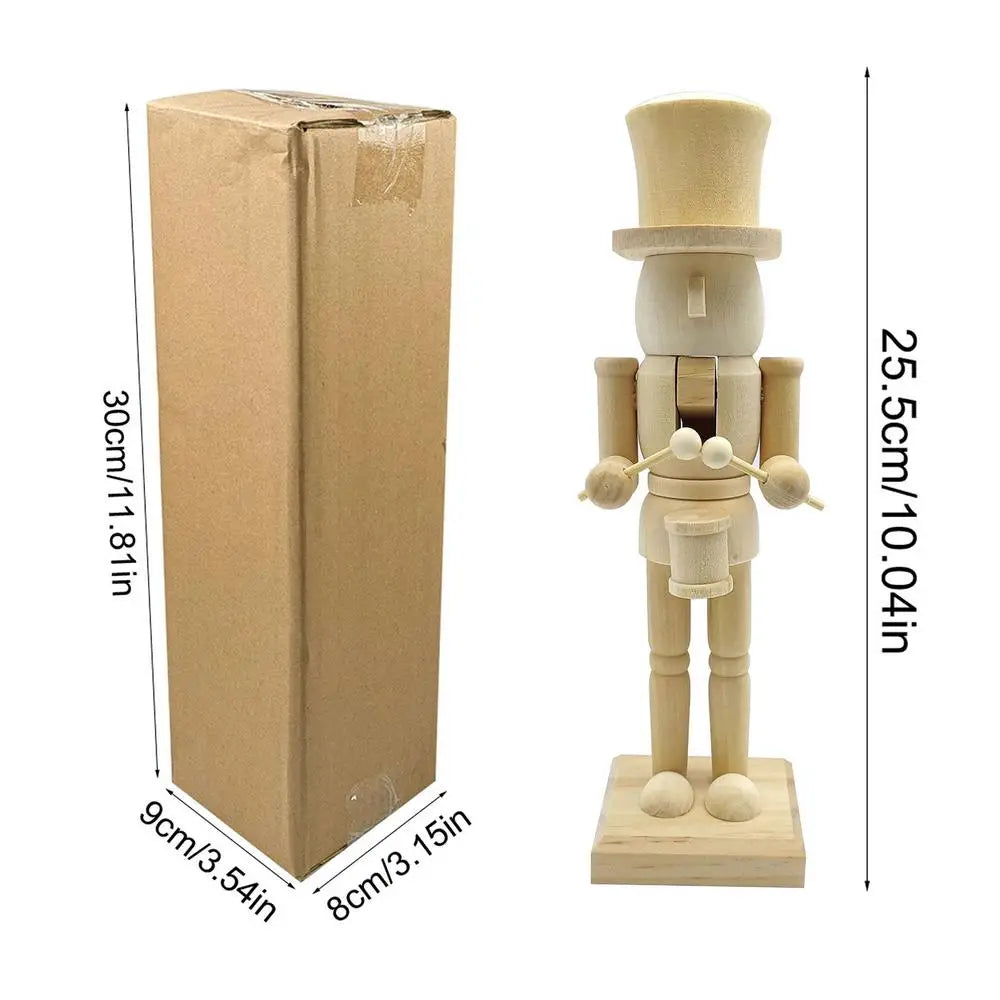 1PC Christmas Nutcracker Figurines Wooden Tabletop Ornament Wood Christmas Decorations Nutcracker Ornaments For DIY Living Room Qme C