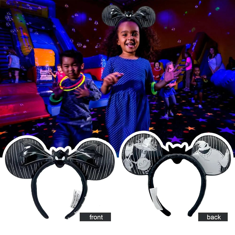 Mickey Mouse Ears Headbands Shiny Bow Headband Hallowmas Party Decoration Cosplay Hair Accessories Hairband for girl Women Adult Qme