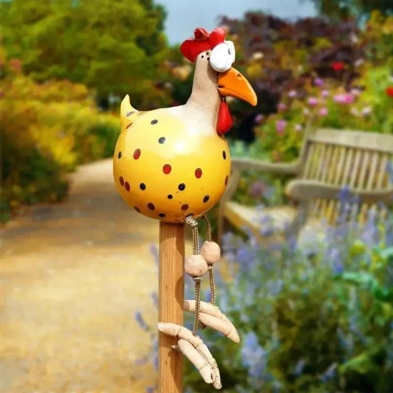 Resin Crafts Statues Funny Big Eyed Chicken Statue Long Foot Hen Qme