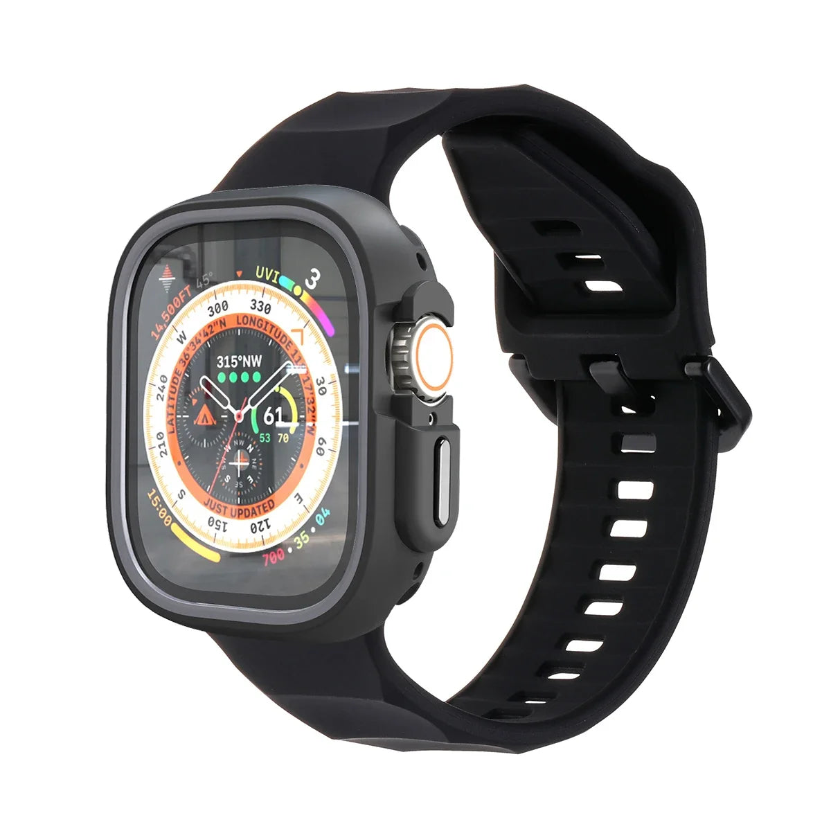 Silicone Sport Strap+Case for apple watch 9 8 7 6 SE 5 Ultra 2 Belt Bracelet Iwatch Series 49mm 45mm 41mm 44mm Protective Cover Qme Gray B 44mm Series SE 456