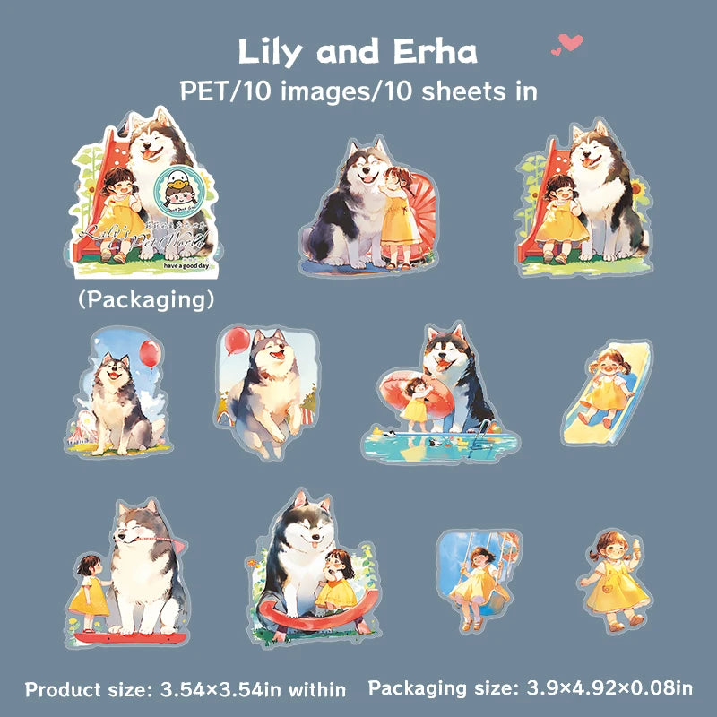 10sheets/bag Kawaii Characters and Pets Theme PET Sticker Pack for Scrapbooking Journaling DIY Photo Frame Collage Decoration Qme 4