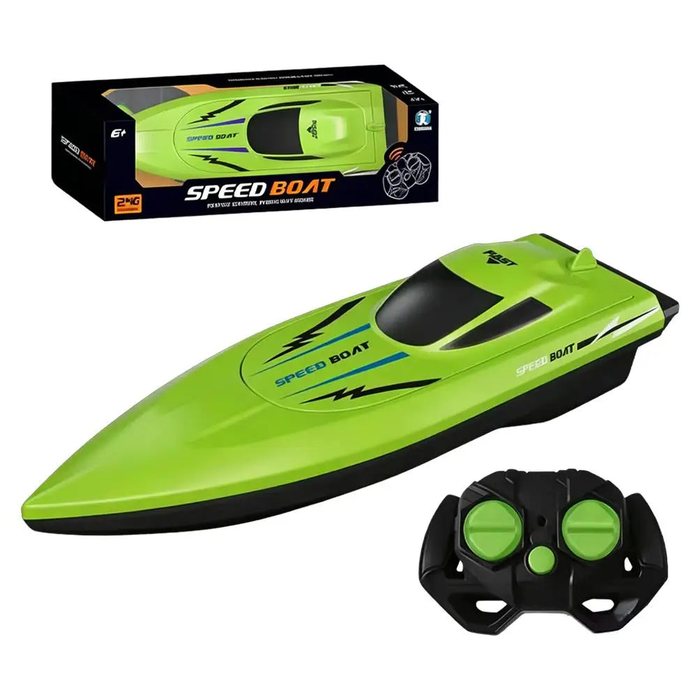 Remote Control Boat Waterproof Electric Toy Speedboat Swimming Pool Qme Green