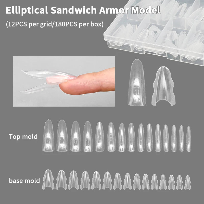Box Nail Art Tools Sandwich Dual Forms 15 Extensions-dual Coffin Qme