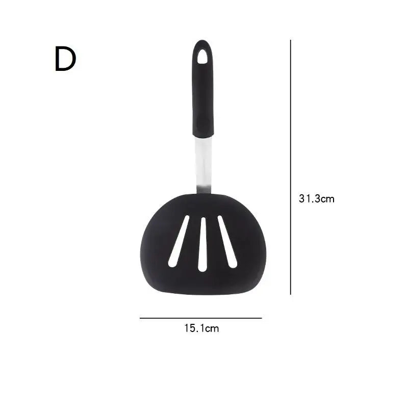 Frying Shovel Leaking Cooking Utensils Stainless Steel Silicone Qme D
