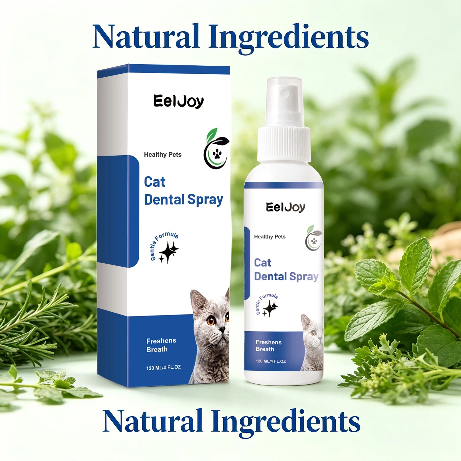 Pets Dental Cleaning Spray Removing Dental Plaque Reduce Calculus Eliminate Bad Odor Freshen Breath No-Brush Cat Oral Care Spray Qme