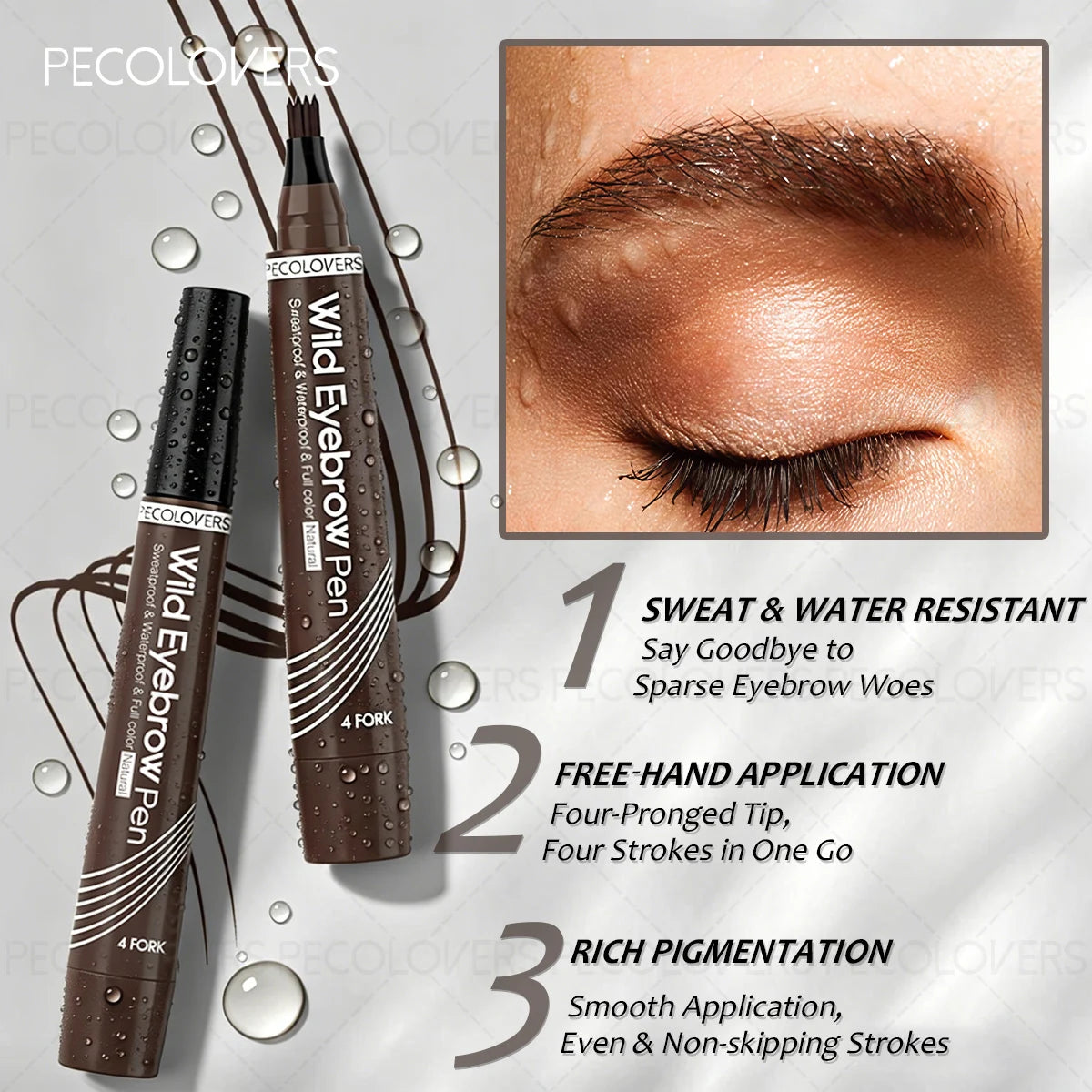 Multi-color Four-pronged Eyebrow Pencil, Liquid Eyebrow Pencil, Defined Eyebrows, Waterproof and Sweatproof, Eyebrow Cosmetics Qme