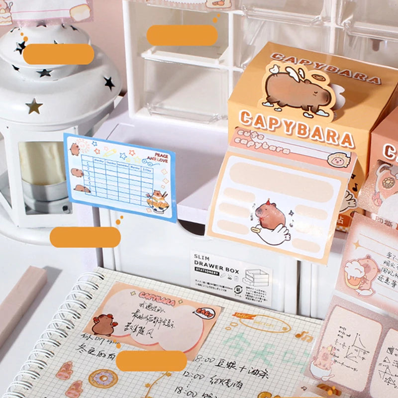 40 Sheets/Bag Cute Capybara Pull Tab Notes for DIY Scrapbooking, Meeting Memo, Schedule Reminder, File Management, Study Office Qme