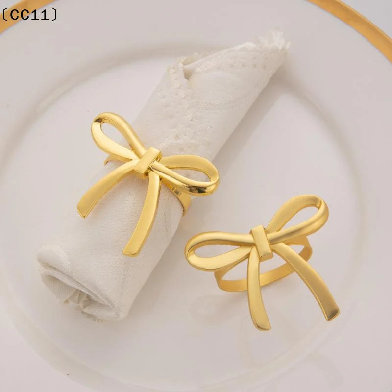 Gold Bow Napkin Ring Reusable Holder Suitable Valentine's Day Parties Qme