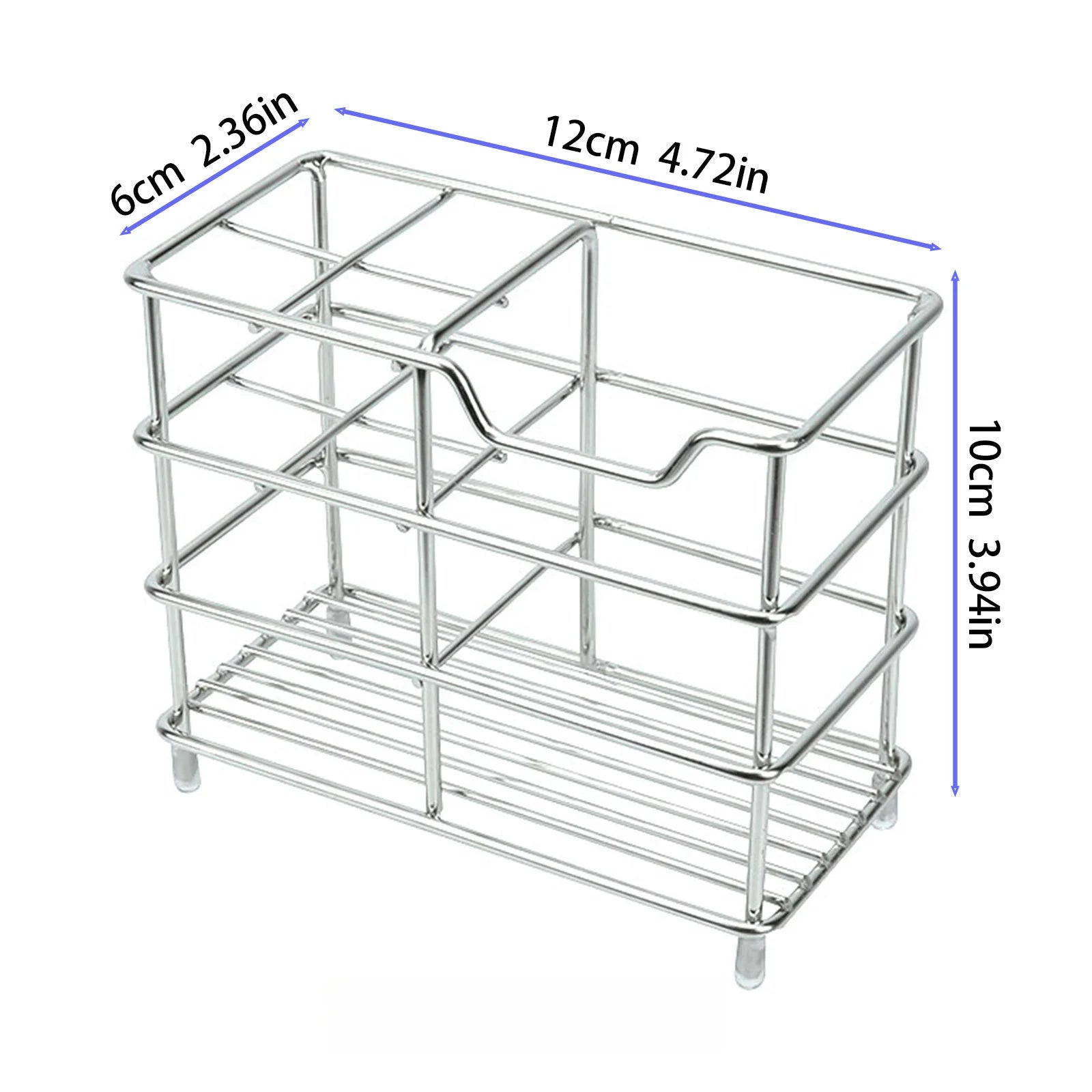 Freestanding Stainless Steel Toothbrush Toothpaste Holder Space Saving Bathroom Storage Rack For Household Washroom Countertop Qme Silver 1PCS