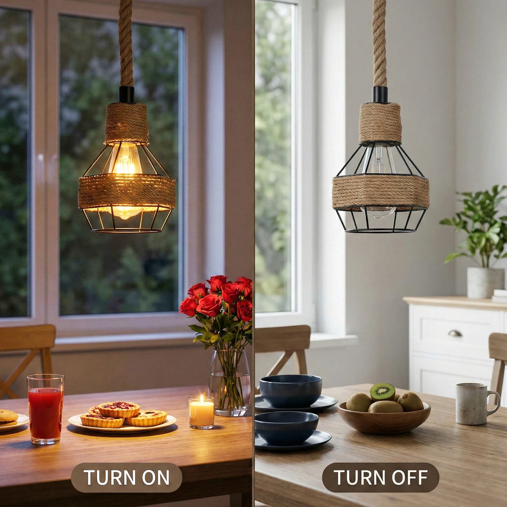 Industry Loft Chandelier Vintage Hemp Rope Pendant Lamp Aisle Bar Dining Room Hanging Lamp Restaurant Cafe Light Droplight Qme
