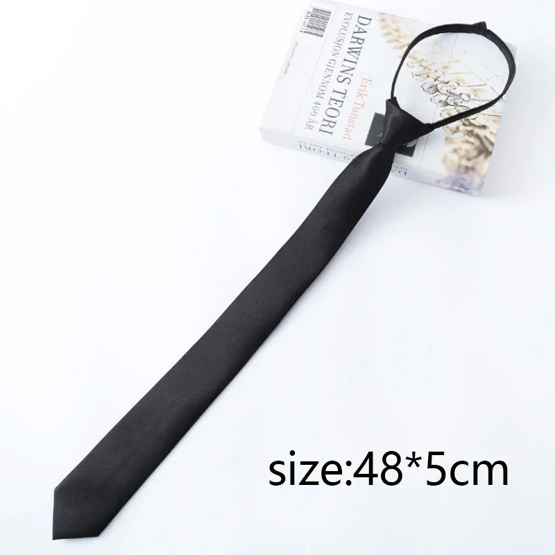 Unisex Black Simple Clip Tie Men's Women's JK Zipper Collar Solid Qme C China Mainland