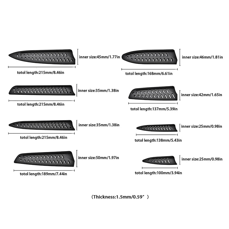 Kitchen Knife Sheath Black Plastic Knife Covers Knife Blade Protector Cover Edge Guards Case Boning Fruit Bread Chef Knife Tool. Qme