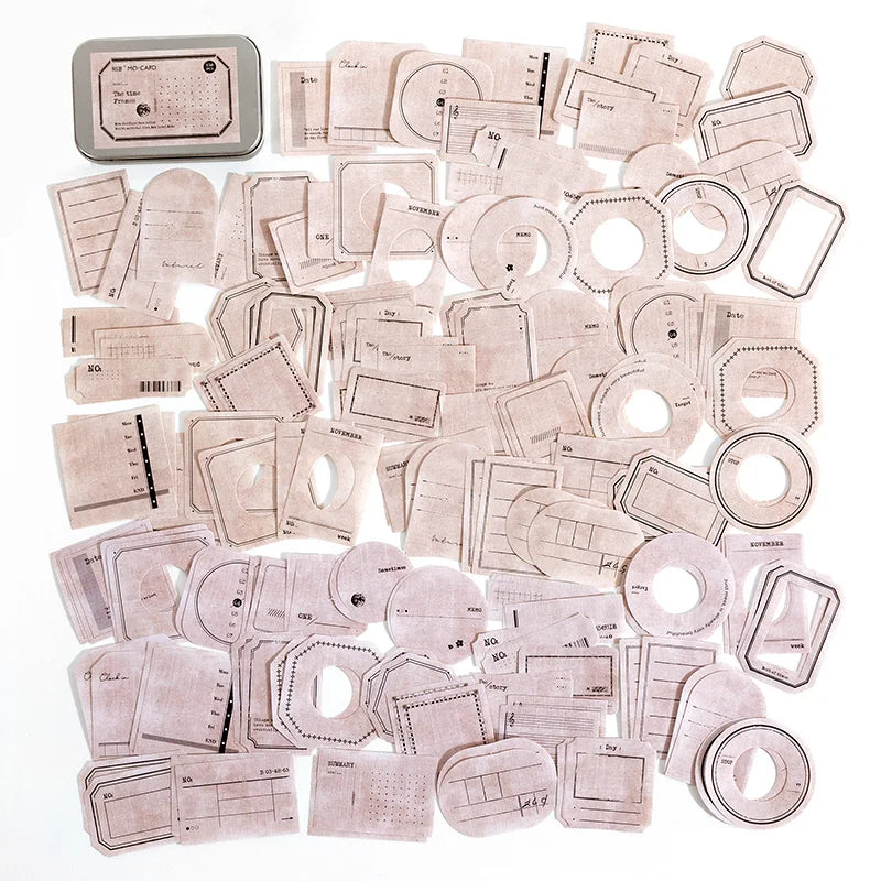 150 pcs Lron box labels Sticky note paper base border color collage message memo Decorative Wild Retro INS Style Craft Supplies Qme C