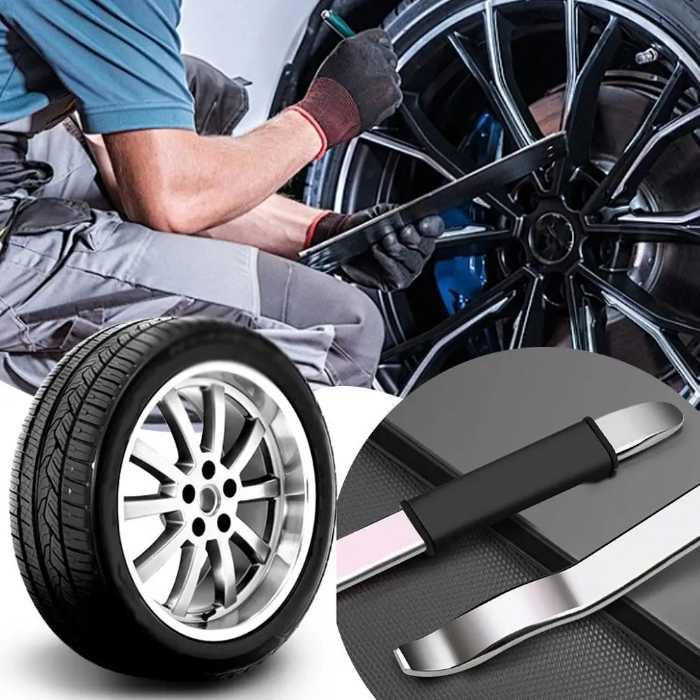 2PCS Professional Tire Changer Pry Bar Tool-Durable Metal Rubber Handle Labor-Saving Non-Damaging Pry Corner Bicycle Repair Tool Qme