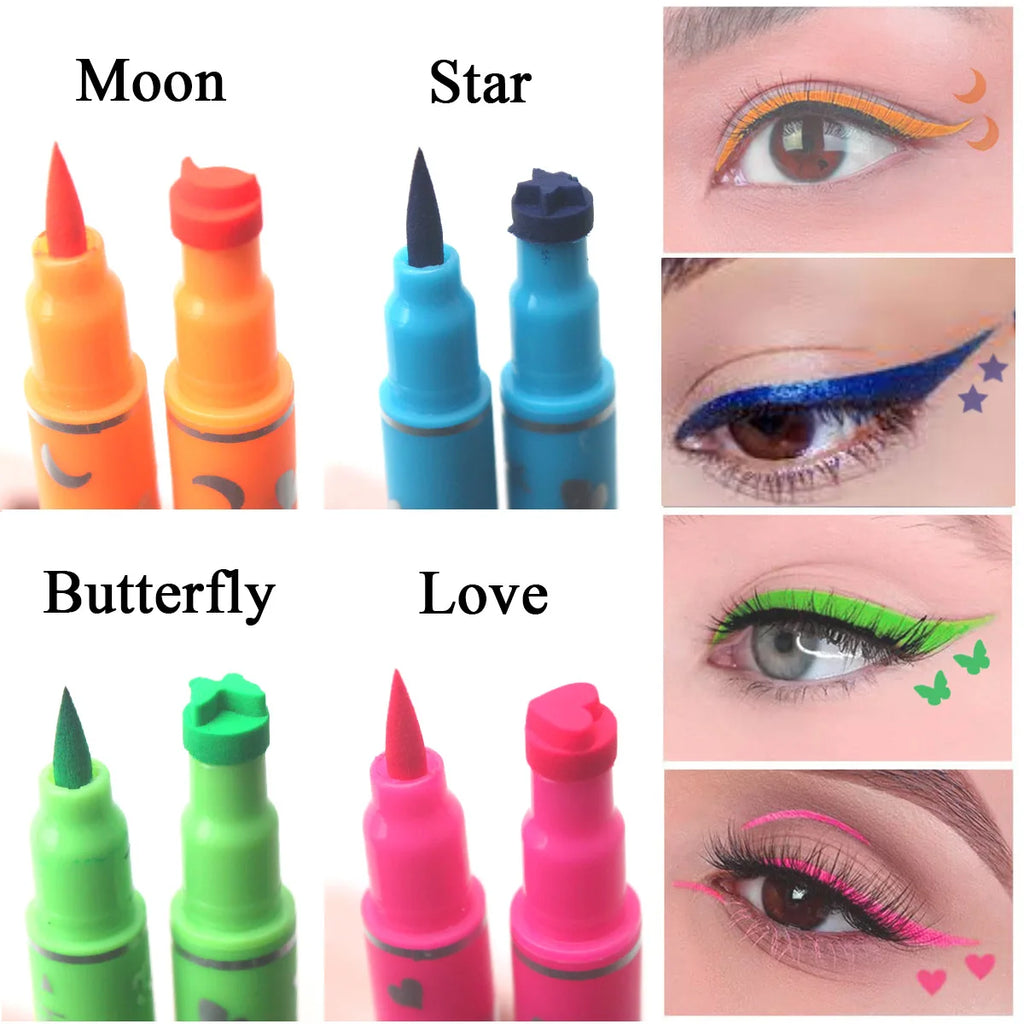 Dual-ended Pattern Stamp Eyeliner Waterproof Non-smudge Embellish End Qme