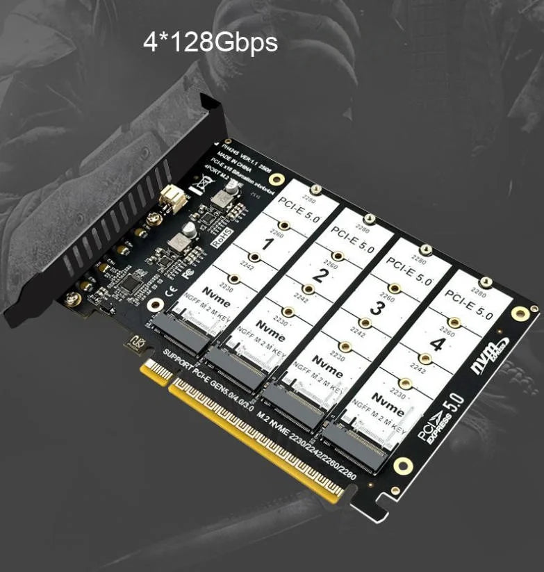 PCIE5 0 X16 Solution 4 Port NVME Drives Accommodates M 2 Sizes 2230 Qme