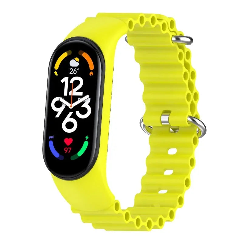 One-Piece Ocean Soft Waterproof Silicone Wrist Strap for Xiaomi Mi Band 3 4 5 6 7 8 9 10 Smart Bracelet Replacement Watch Band Qme