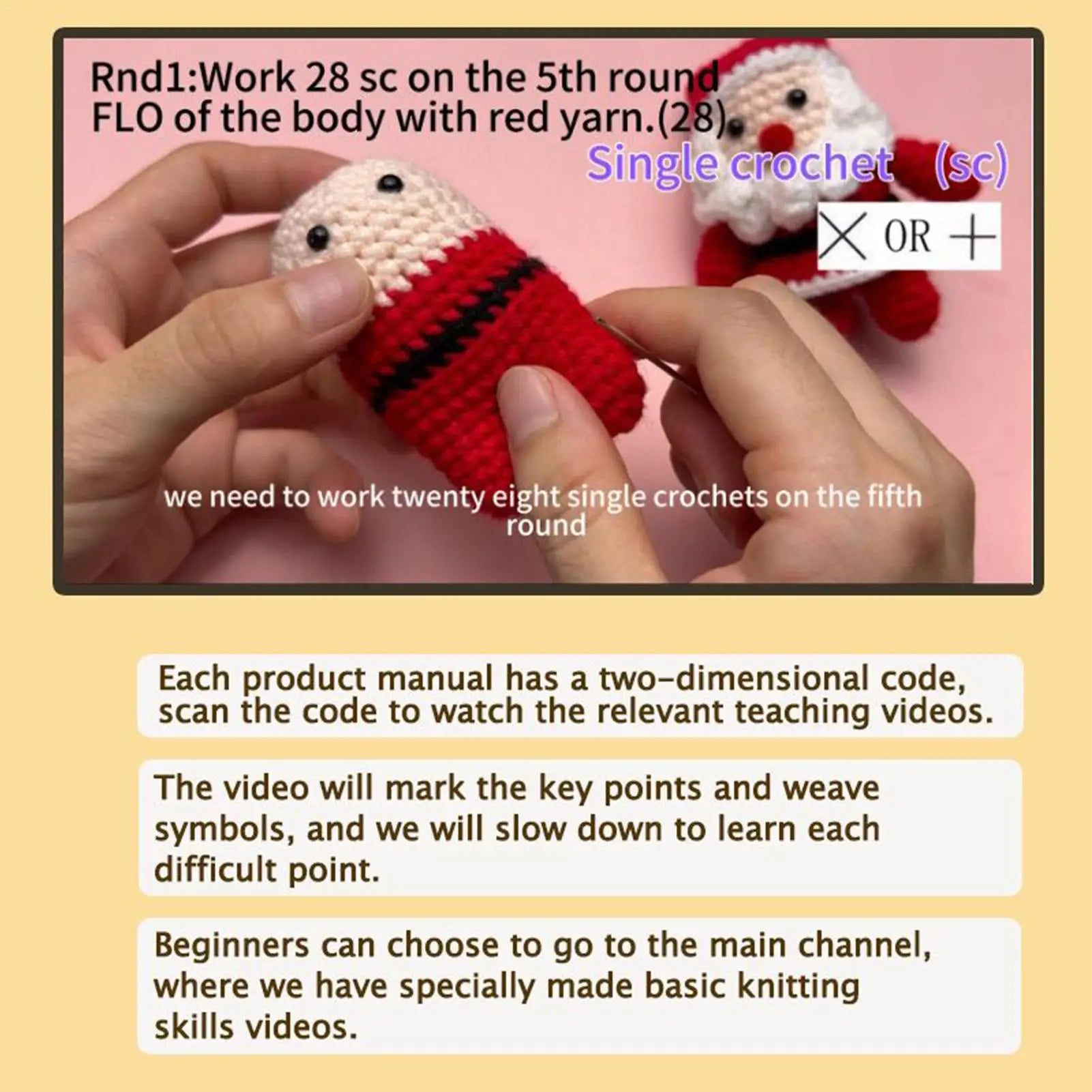 Christmas Crochet Kits Adults DIY Craft Doll Teens Enthusiasts Qme