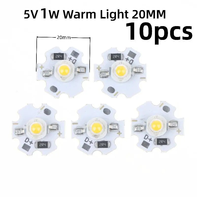 5/10Pcs 16mm 20mm LED Lamp Boards 1W 3W Single Color 5V 12V Warm Neutral White Spotlights Downlights Sunset Lights Qme Warm 5V 1W 10pcs