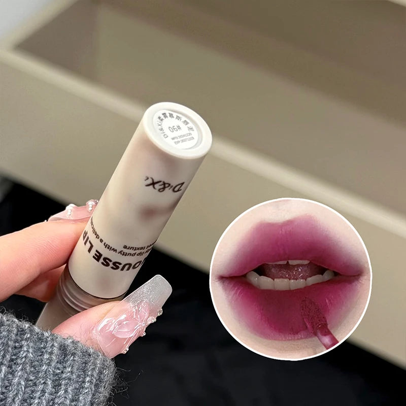 Gothic Matte Black Lip Mud Waterproof Lasting Lipstick Nude Brown Qme