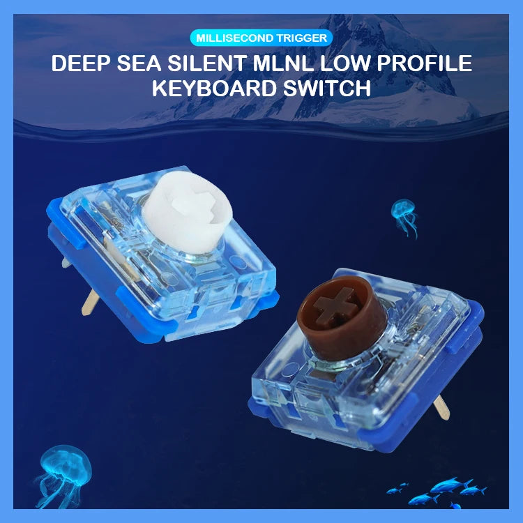 Kailh Deep Sea Silent Low Profile Keyboard Switch Mechanical Keyboard Switch for Deep Sea Island Whale Landing MINI 1353Hitbox Qme Brown 70PCS