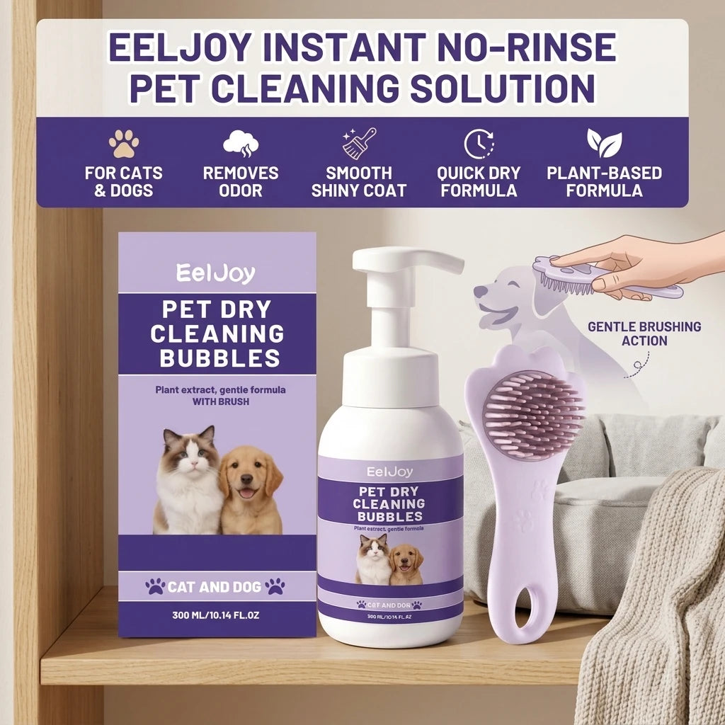 Pet Dry Cleaning Bubble Shampoo Kit Removing Stains Soothing Hair Eliminate Odor Long-Lasting Fragrance Dogs & Cats Foam Shampoo Qme