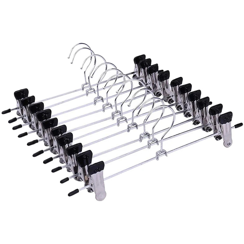 5pcs Metal Pants Racks Wind Proof Multi-purpose Skirt Racks For Clothes Drying Trousers Wardrobe Clip Anti-slip Clothes Hanger Qme