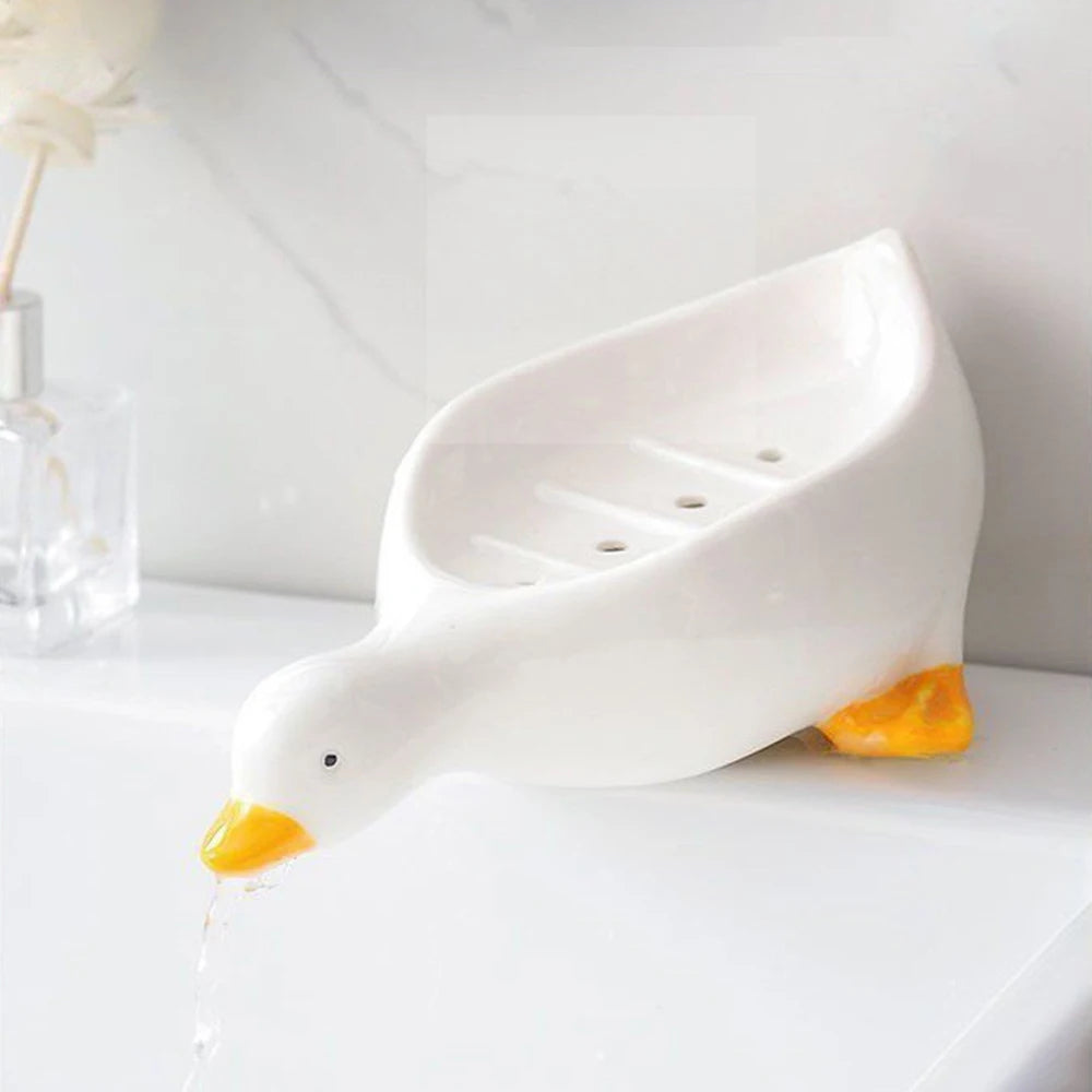 Random Soap Tray Self-draining Soap Rack Duck-shaped Creative Rack for Shower Bathroom Kitchen Tub Sink Tray Bracket Bathroom Qme