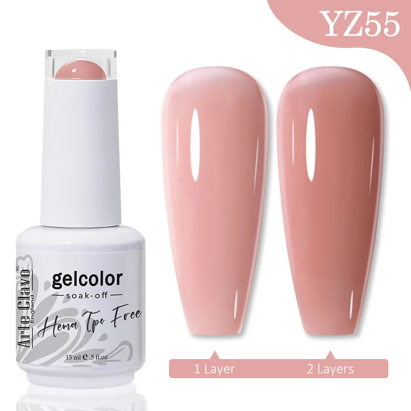 Arte Clavo Jelly Series Semi-transparent Light Pink Peach Gel Nail Qme YZ55