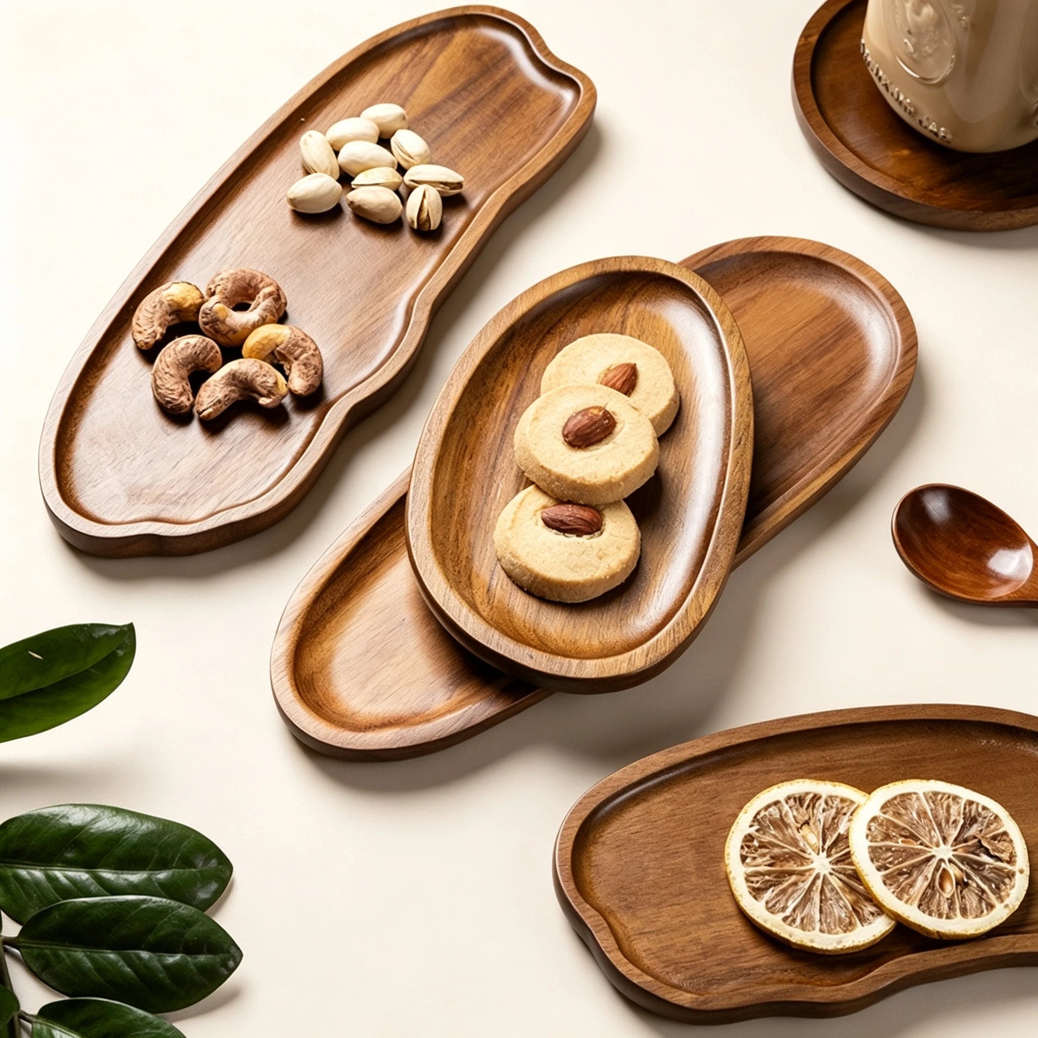  A Tableware Solid Wood Food Tray Round Rectangle Dessert Plate Japanese-style Wooden Snack Fruit Tea Saucer Pallet Bread Board Qme