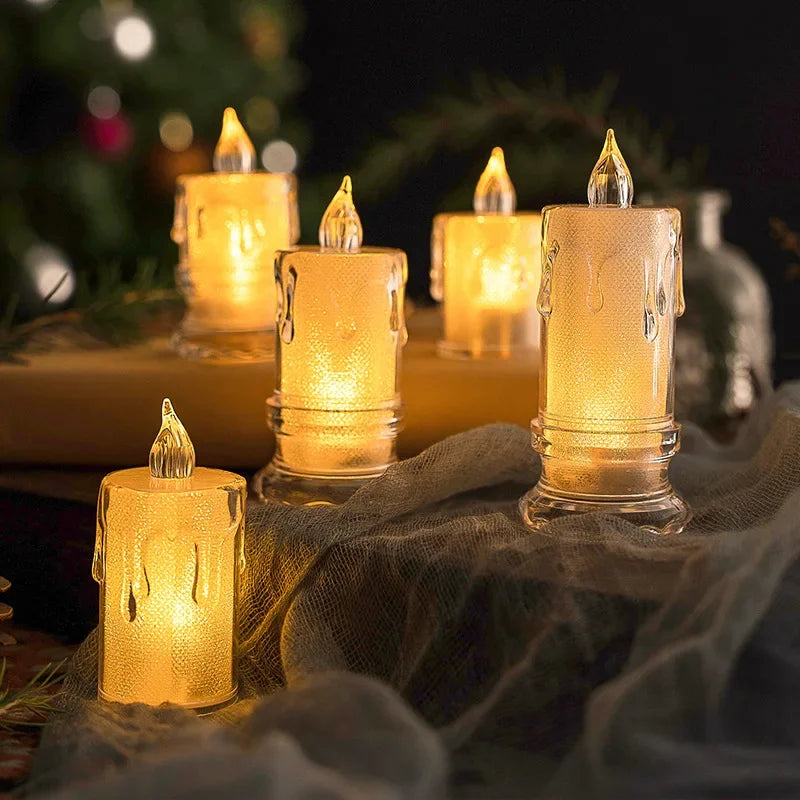 LED Crystal Candle Light Christmas Smokeless Romantic Birthday Candle Mini Transparent Electronic Candle Light Qme