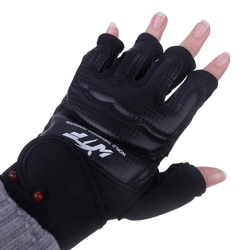 1Pair Karate Gloves Martial Taekwondo Leather Foot Equipment Half Qme