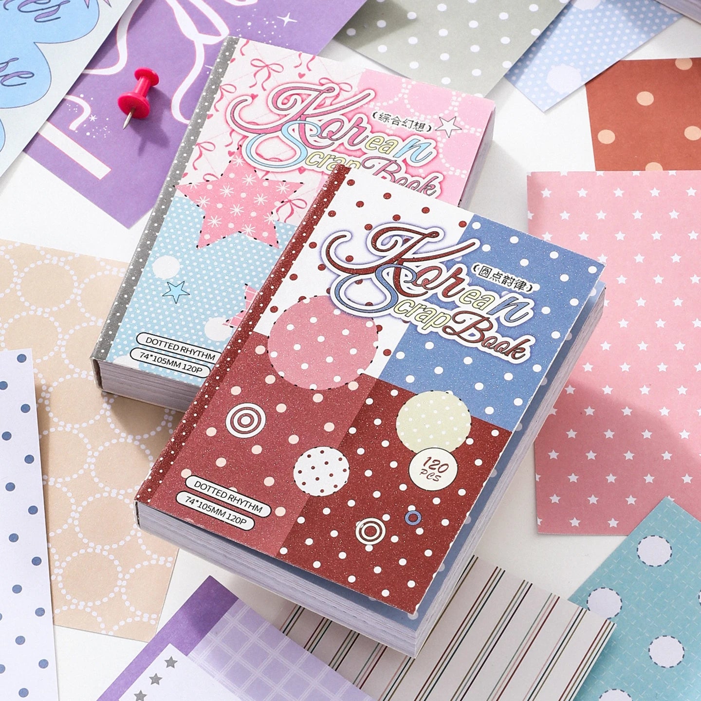 TIANZI 120 sheets M5 Diary Album Background Papers Cute Style DIY Scrapbooking Decoration Stationery Supplies for Junk Journal Qme E-240 sheets
