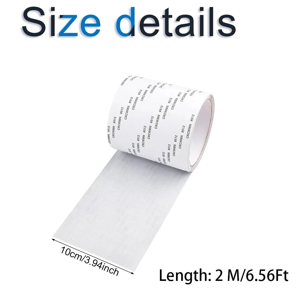 2 Rolls 10cmx2M Window Screen Mosquito Net Repair Tape Self-Adhesive Strong Anti-Insect Fly Mesh Broken Holes Repair Patch Qme
