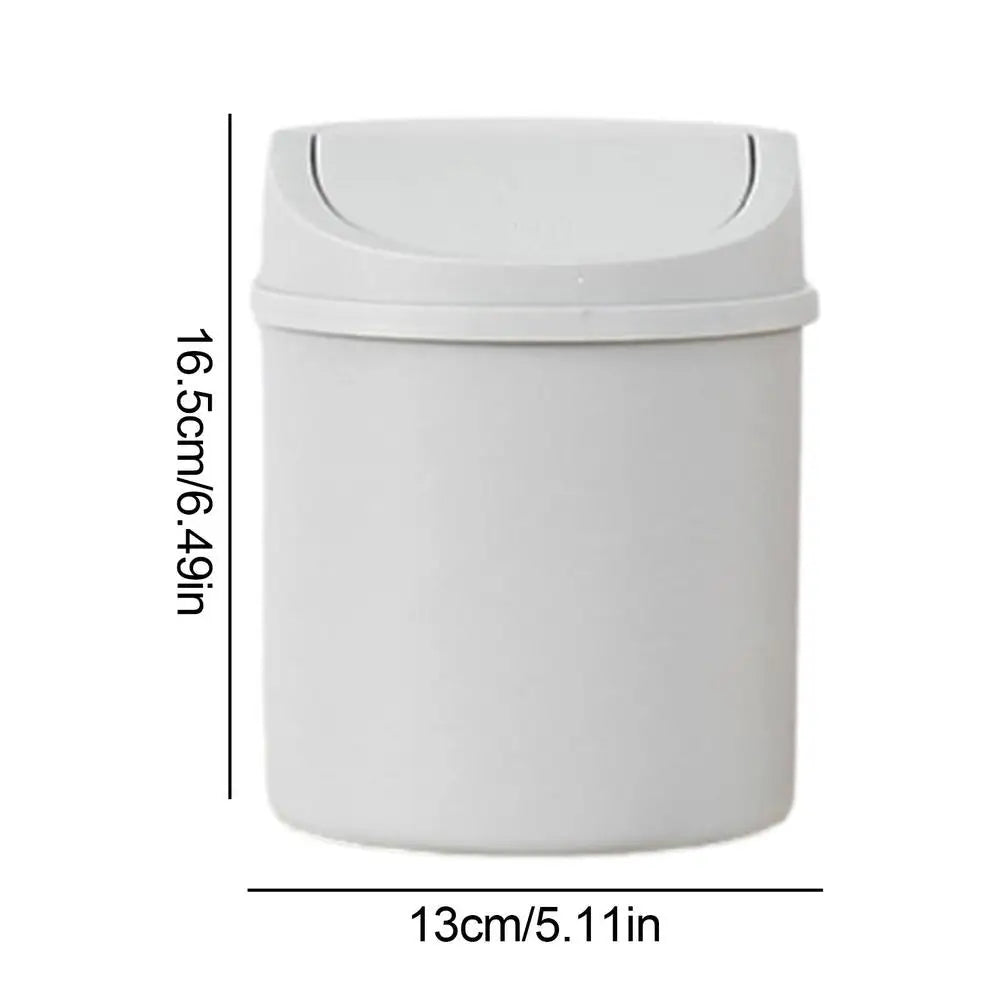 Mini Desktop Bin Small Trash Can Tube With Cover Bedroom Trash Can Garbage Can Clean Storage Box Home Desk Qme Grey