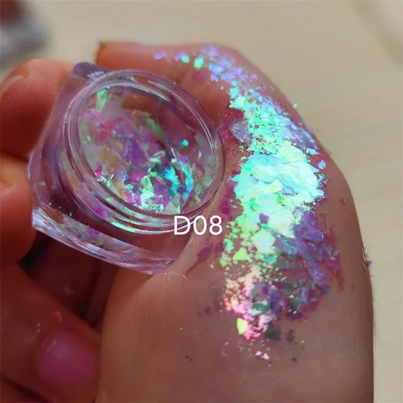 Ultra-Thin Waterproof Color Shift Holographic Eyeshadow Highlighter MultiChrome Shifting Pigments Duochrome Chameleon Eyeshadow Qme D08