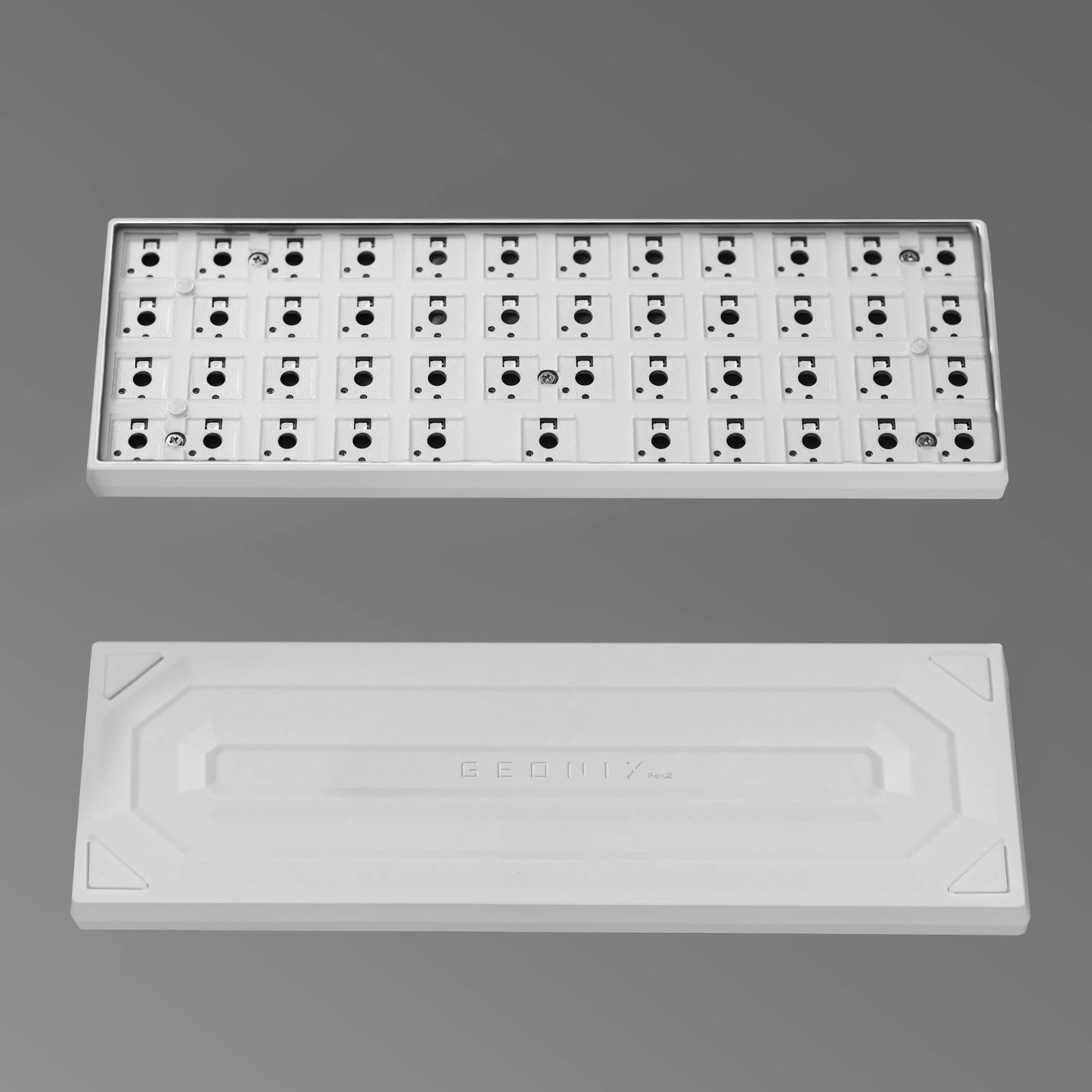 Chosfox Geonix48 Rev.2 Low Profile Keyboard Three Mode Portable Mechanical Keyboard Kit Support QMK/VIA For MX and Choc Switch Qme White Kit Single Mode