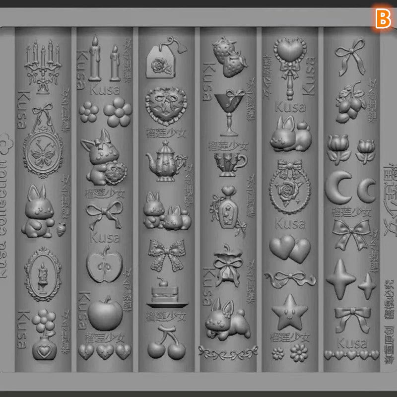 Silicone Nail Art Mold Cartoon Lace Bow Rabbit Cute Candle Moon Qme B