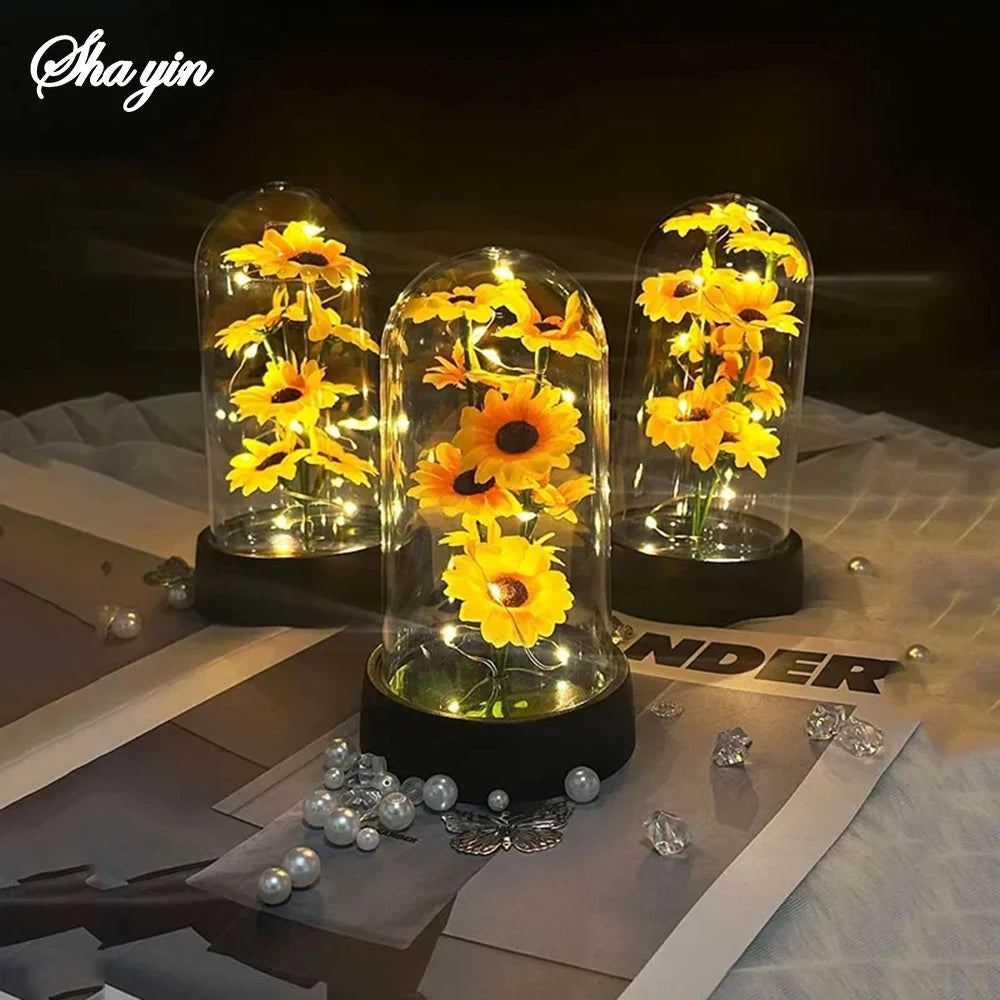 Graduation season gift small sunflower plastic set Mother's Day send wife send mother Valentine's Day eternal flower gift Birthd Qme