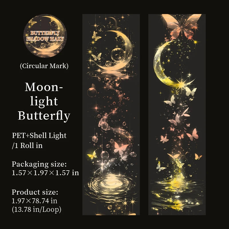 1 Roll Dreamy Butterfly Seashell Iridescent Washi Tape for Scrapbooking DIY Decoration Collage Material Phone Case Notebook Qme 1