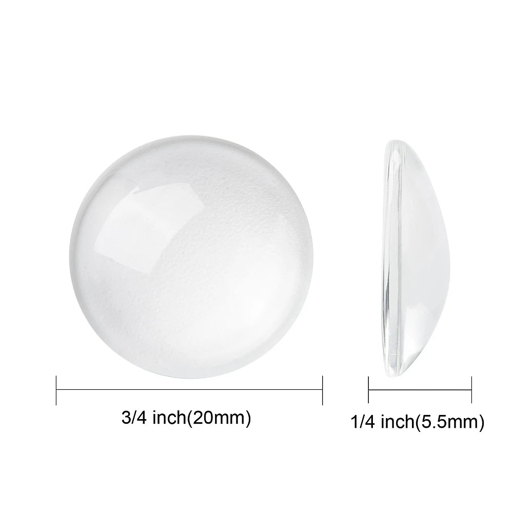 PandaHall 200pcs Professional Glass Cabochons 8 10 12 14 16 18 20 25mm Clear Dome for Precision Jewelry Mounting & Settings Qme 20mm