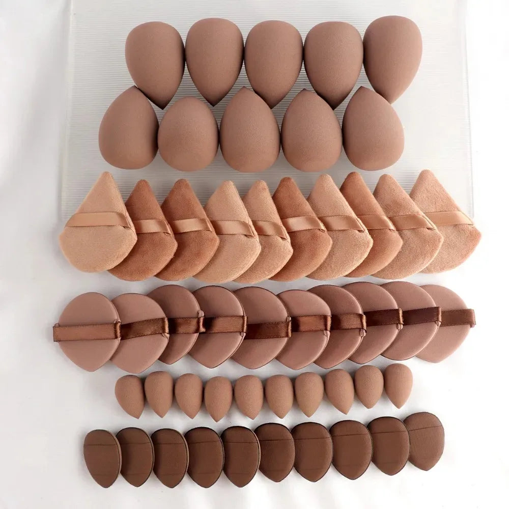 Makeup Sponge Powder Puff Beauty Make Up Concealer Liquid Foundation Qme Brown 50Pcs