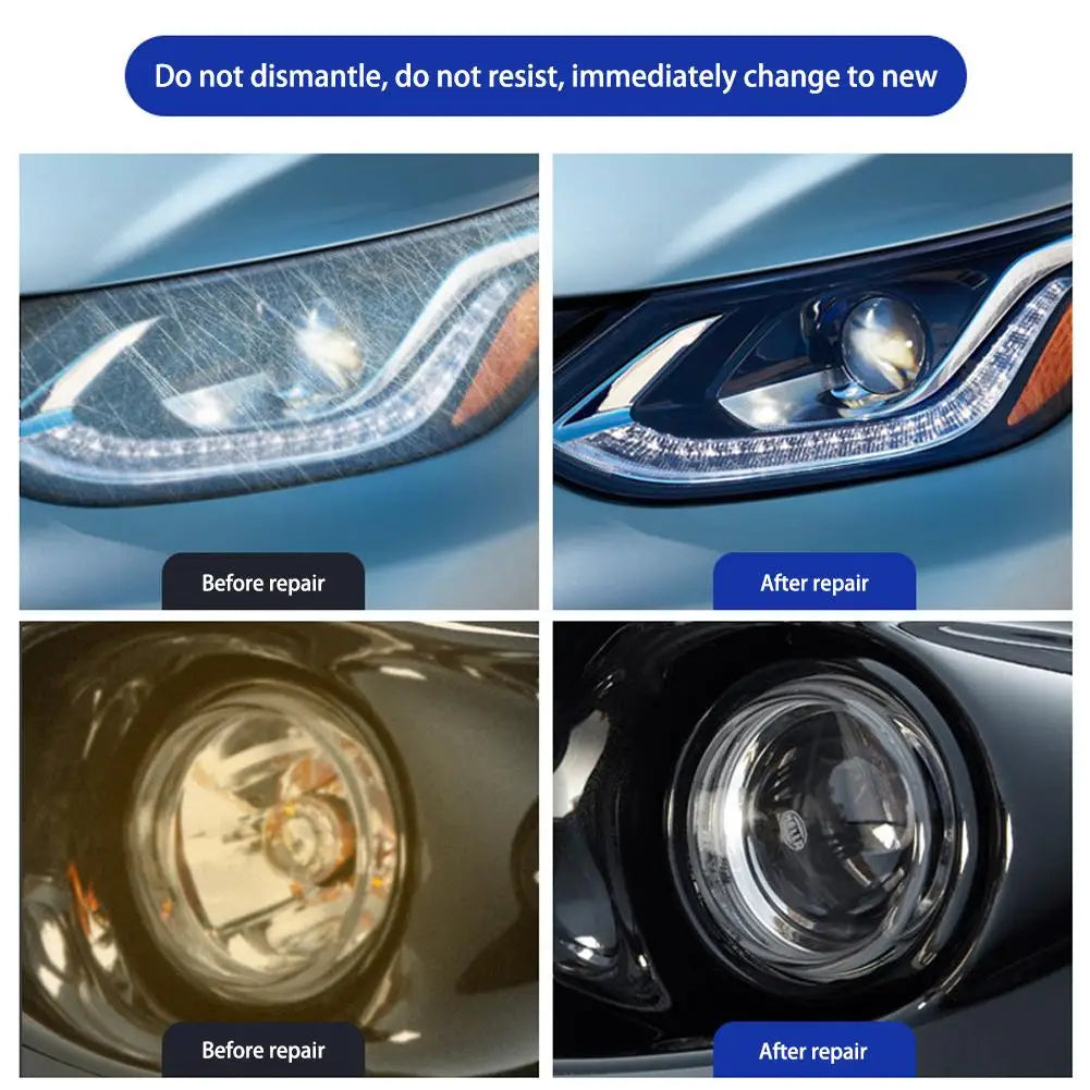 Car Headlights Restoration Kit Chemical Brightener Headlight Polisher Restorer Polishing Paste Set Auto Headlamps Wax Sanding Qme