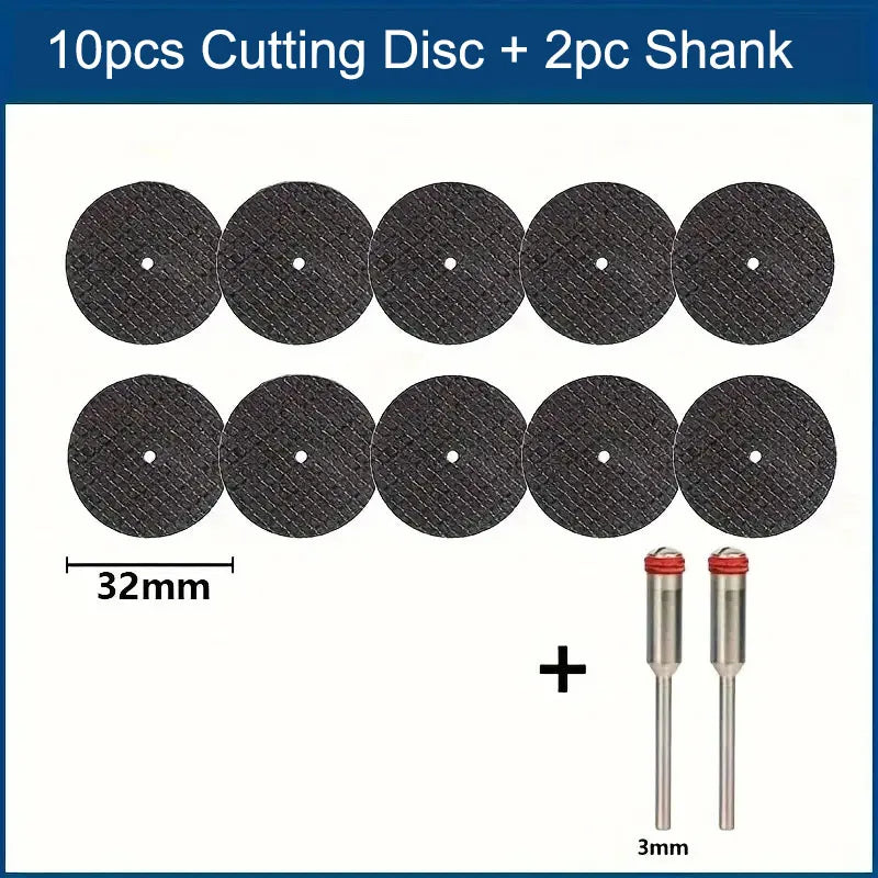 Abrasive Cutting Disc 32mm With Mandrels Grinding Wheels For Accesories Metal Cutting Rotary Tool Saw Blade Qme 10Pcs 2Pc Shank