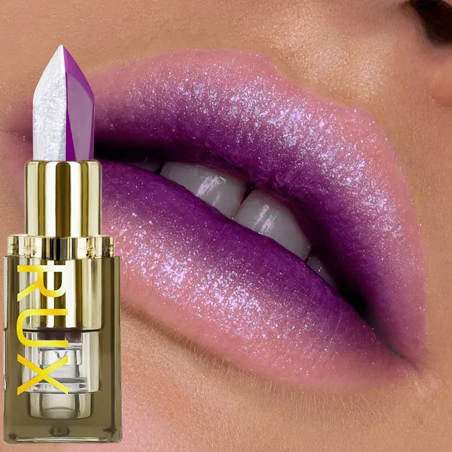 Purple Glitter Two-tone Lipstick Red Rose Moisturizing Lipsticks Qme