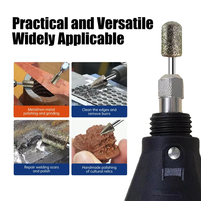 A02F-Grinder Diamond Grinding Bits For Dremel-Tool, 20Pcs, 1/8" Shank, 120-Grit, Rotary Tool Accessories For Stone Glass Resin Qme