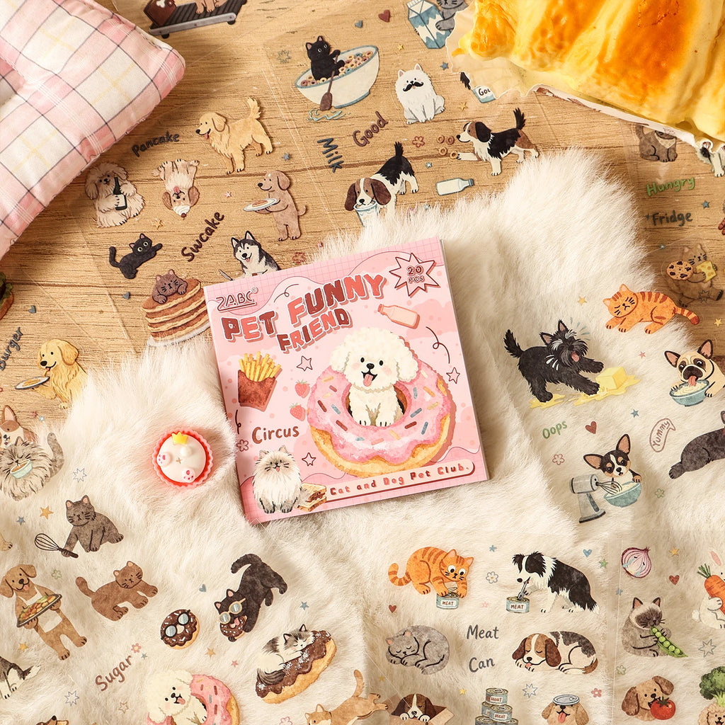 Cute Pet Themed 20/80 Sheets Die Cut Stickers Book Retro Cartoon Handmade Decoration Scrapbooking Phone Case Material Qme