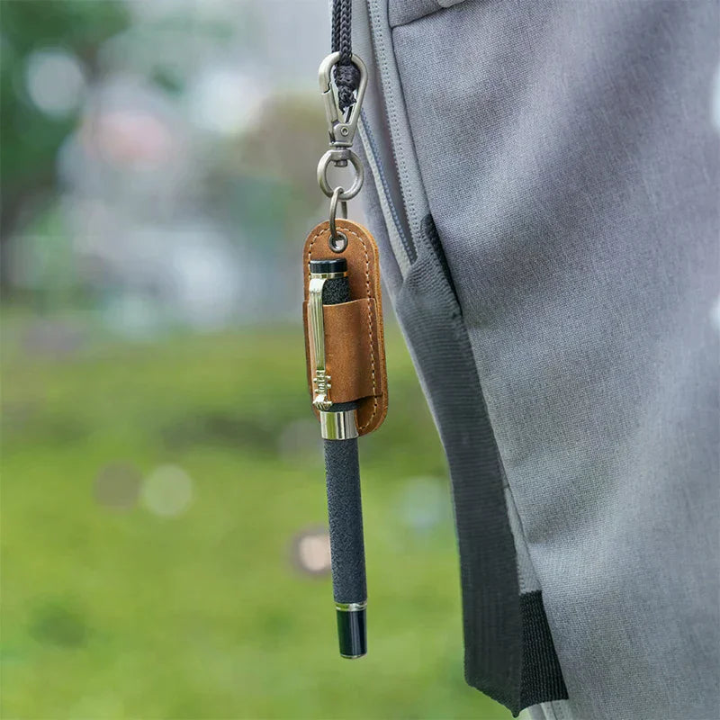 Pen Lanyard Holder Keychain Portable Pencil Protector Clipboard PU Qme