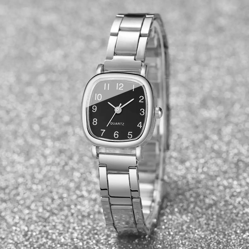 2PCS/Set Fashion Square Women Watches Simple Arabic Dial Quartz Wristwatch for Women Clock Reloj Mujer（Without Box） Qme