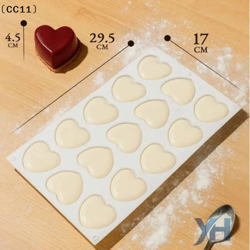 Heart Shaped Chocolate Silicone Baking Molds French Dessert Mousse Qme
